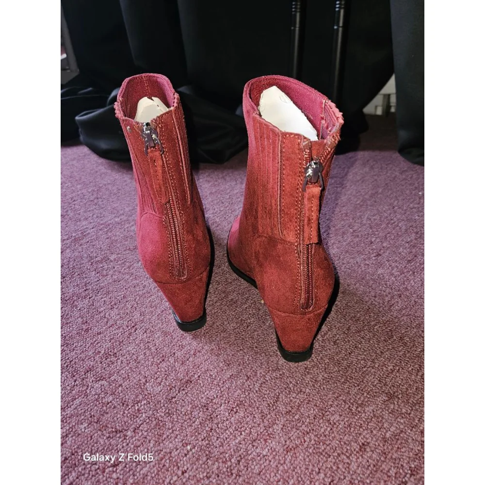 Women's Dolce Vita Burgundy Suede Wedge Ankle Boots